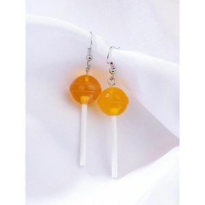 NWOT candy lollipop orange‎ / gold earrings